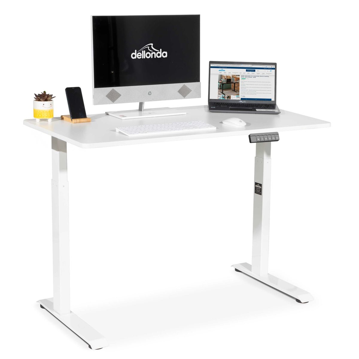 Dellonda Single Motor Adjustable-Height Sit Stand Desk - White