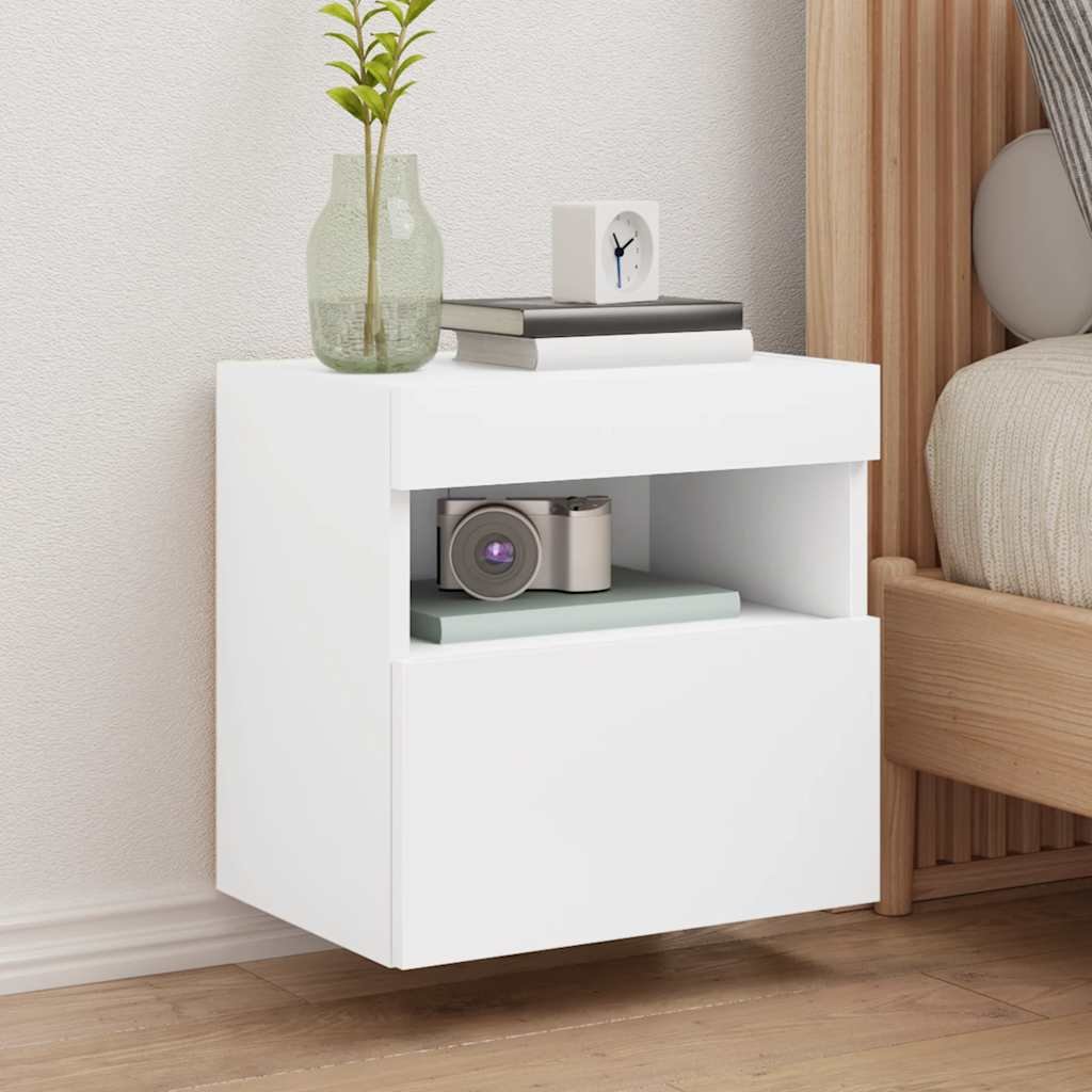 Walplus Pack of 2 LED Engineered Wood TV Wall Unit - White - 40 x 30 x 40 cm