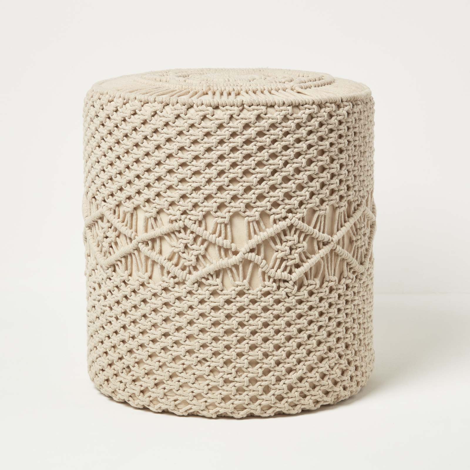 Homescapes Astrid Macrame Pouffe – Natural