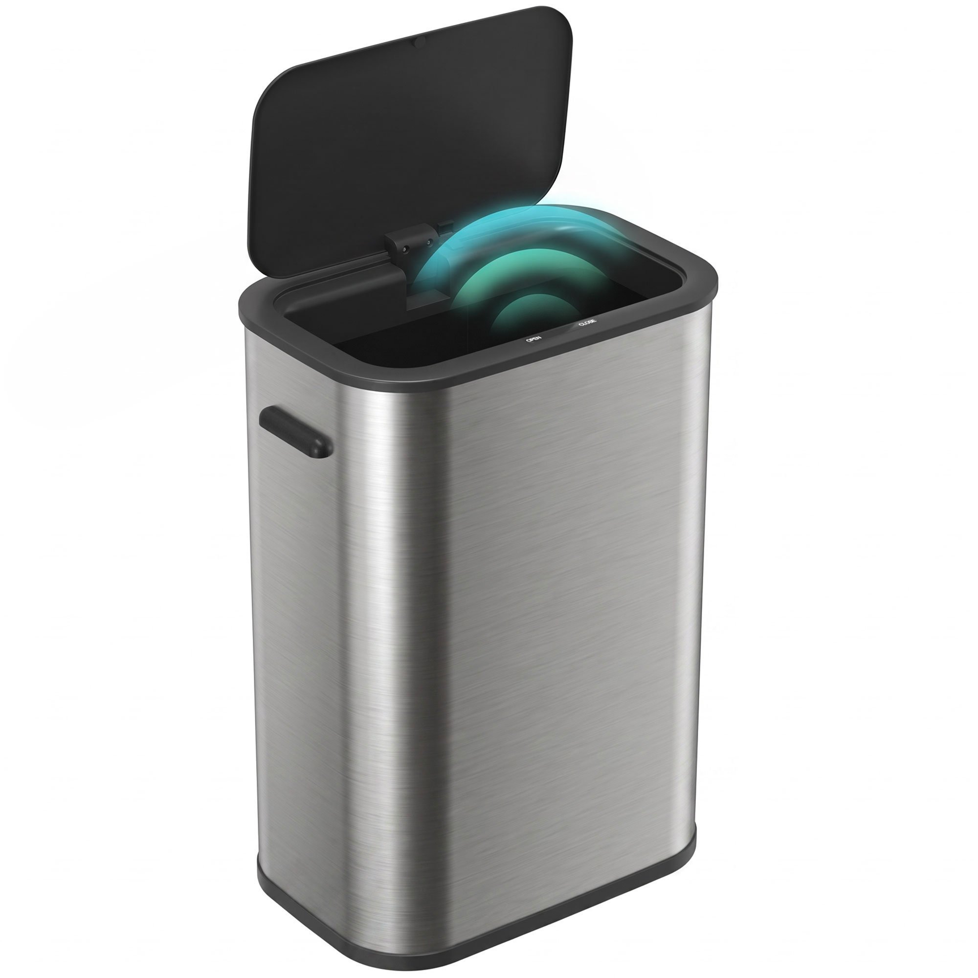 HOMCOM 55L Touchless Automatic Waste Rubbish Bin - Silver Tone