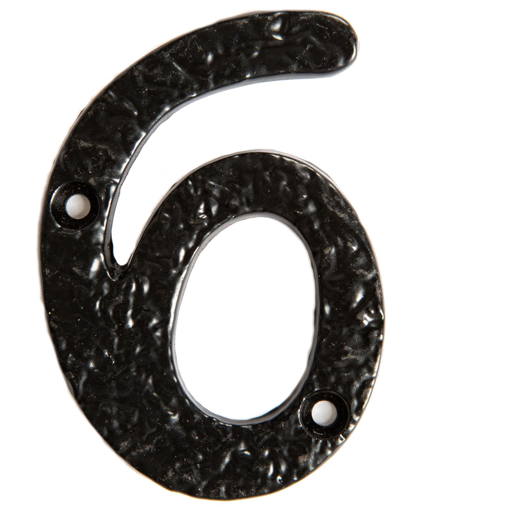 Hammer & Tongs Rustic Iron Numeral - Number 6 - Black
