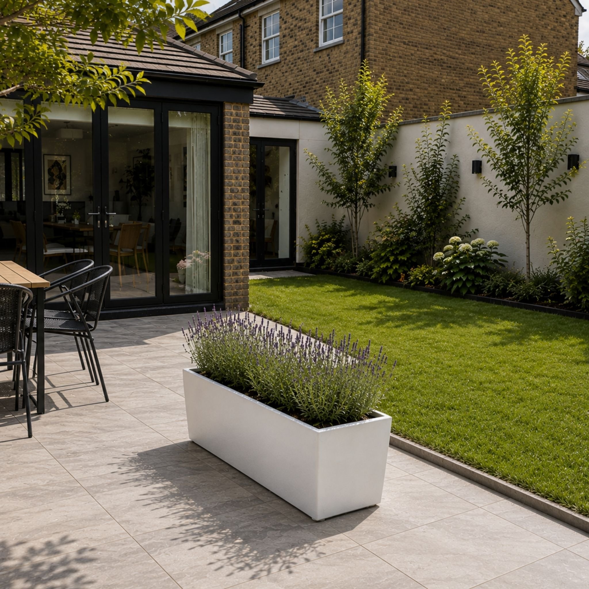 Fargro Home and Garden 55L Polystone Rectangular Trough Planter - Stone White