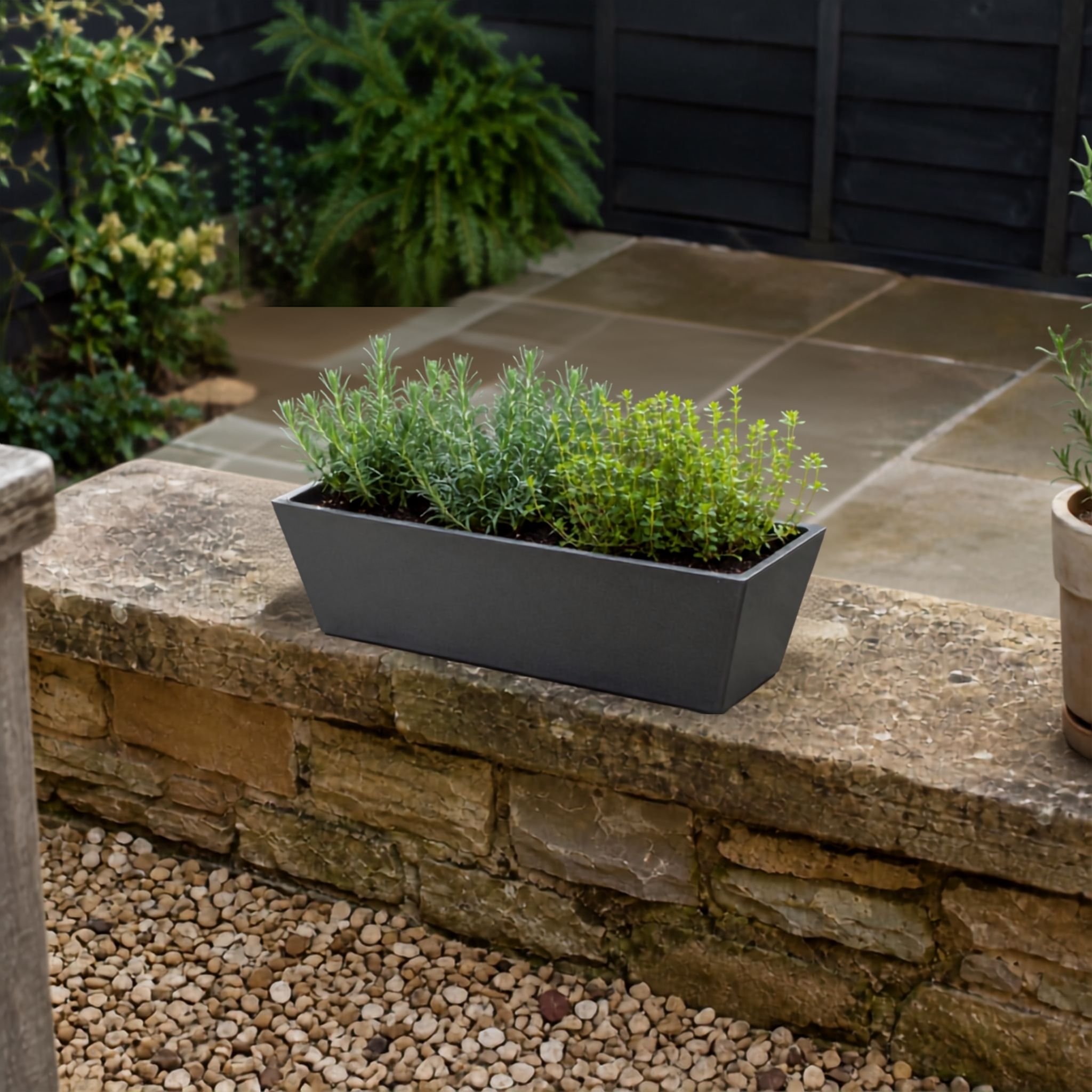 Fargro Home and Garden 7L Polystone Small Window Box Planter - Charcoal Black