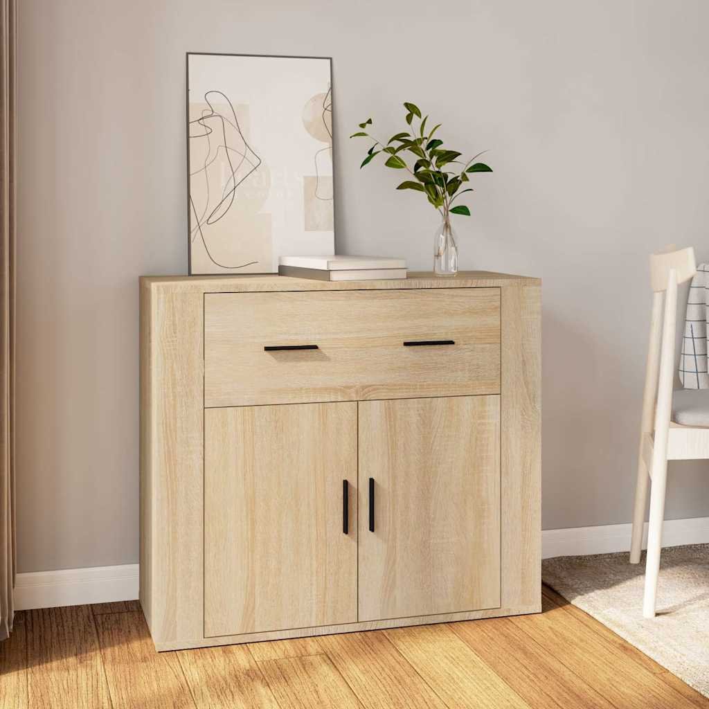 Walplus Engineered Wood Sideboard - Sonoma Oak - 80 x 33 x 70 cm