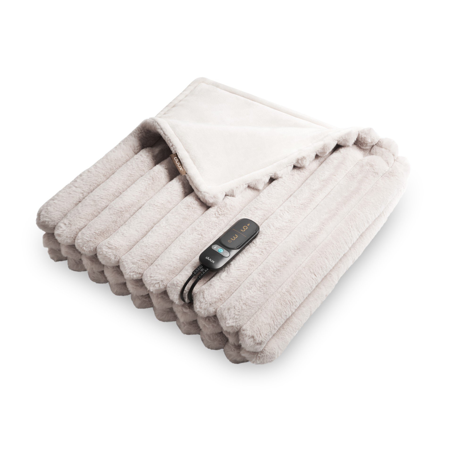 Duux Yentl Overblanket Stripped Rabbit Faux Fur - 200 x 200cm - Grey