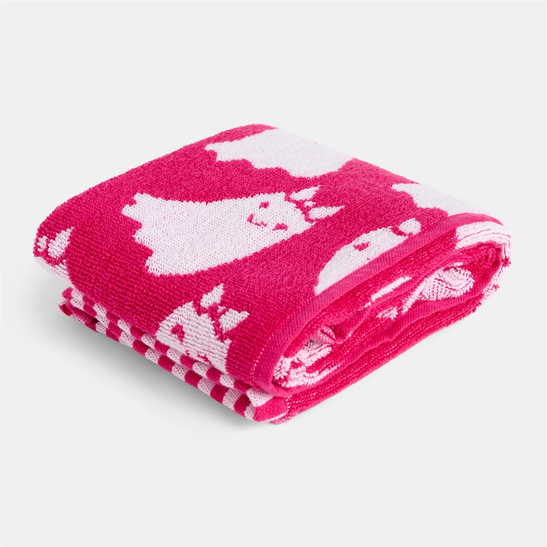 OHS Cotton Ghost Jacquard Towel - 50 x 80cm - Hot Pink
