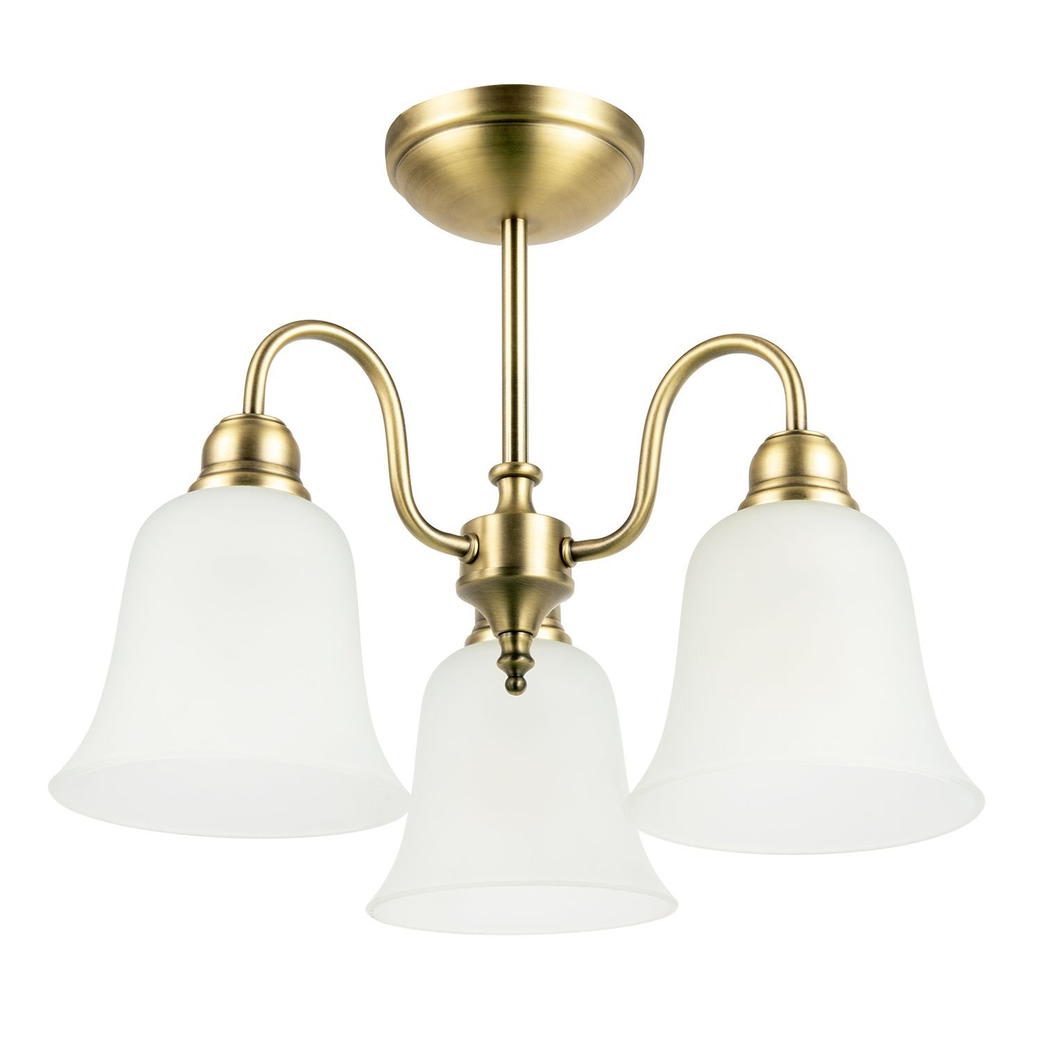 Happy Homewares Ornate Aged Brass with Glass Ceiling Light - 42cm