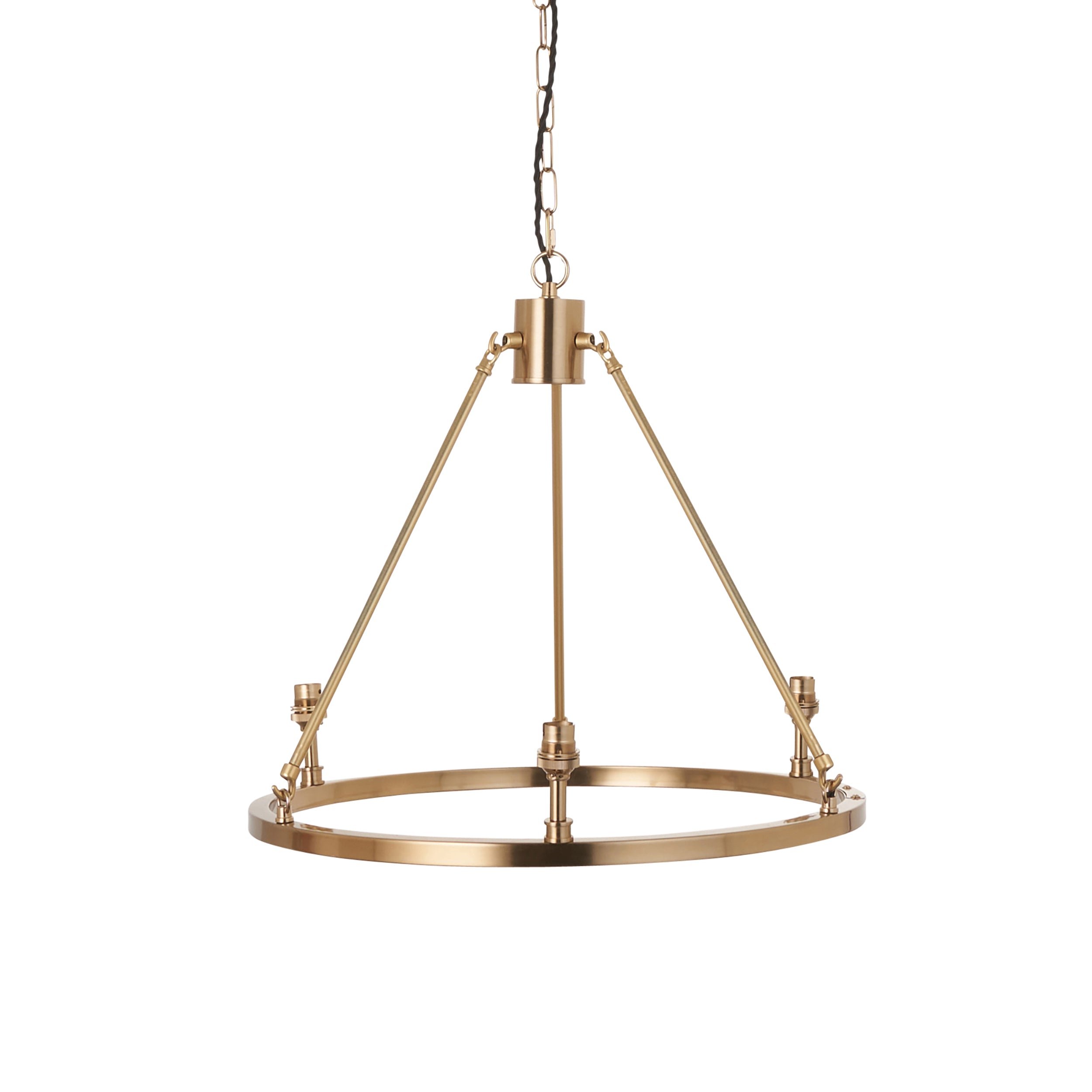 Loops Direct Metal 3-Light Pendant Ceiling Light - Brushed Aged Brass Plate