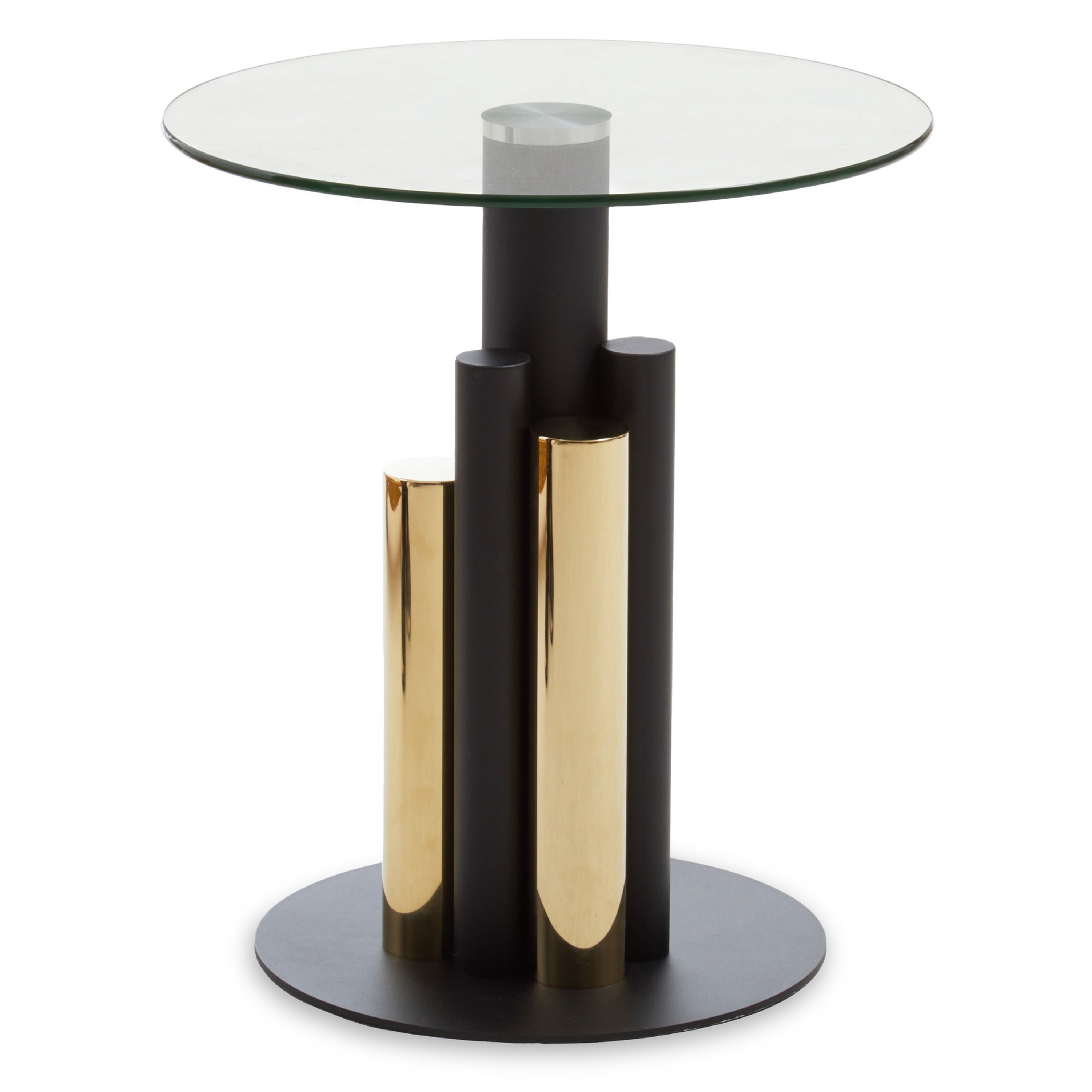 Orsina Oria Glass Side Table – Gold & Black