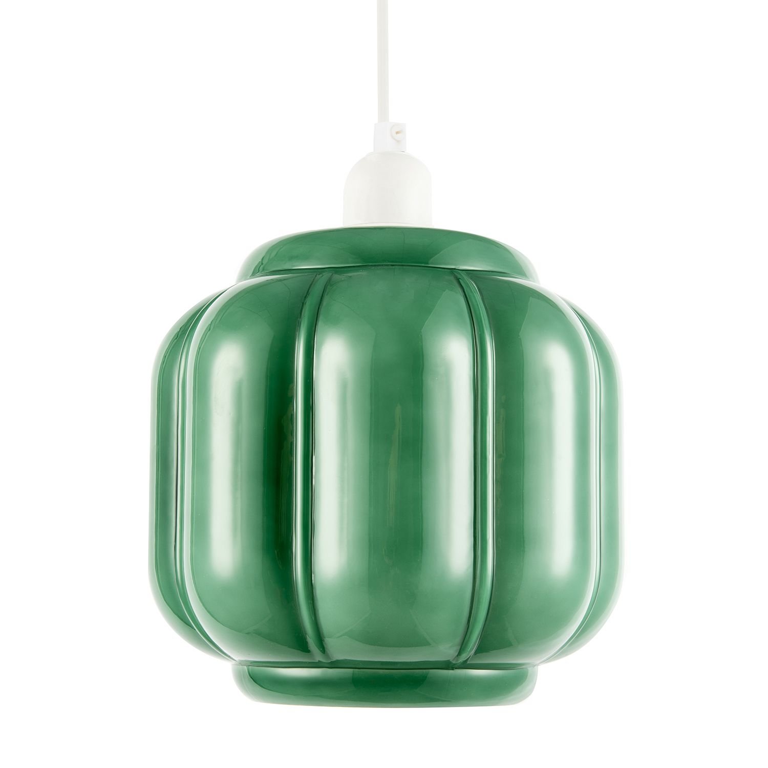 Happy Homewares Emerald Green with Deep Grooves Pendant Shade - 18cm