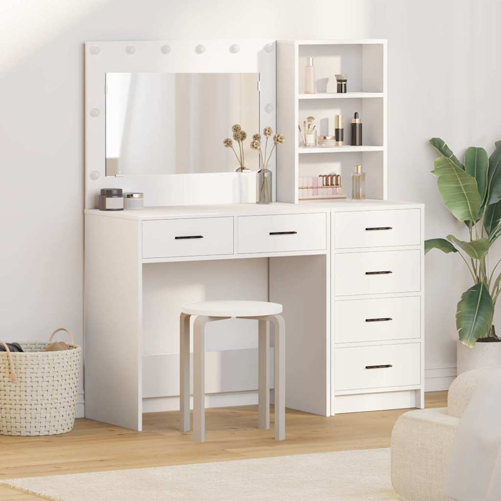 Walplus Pack of 2 Engineered Wood Dressing Table - White - 78.5 x 41 x 135 cm