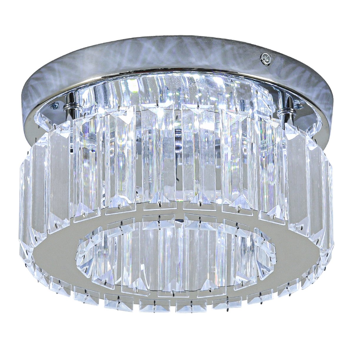 Living and Home Round Crystal LED Ceiling Light - Chrome