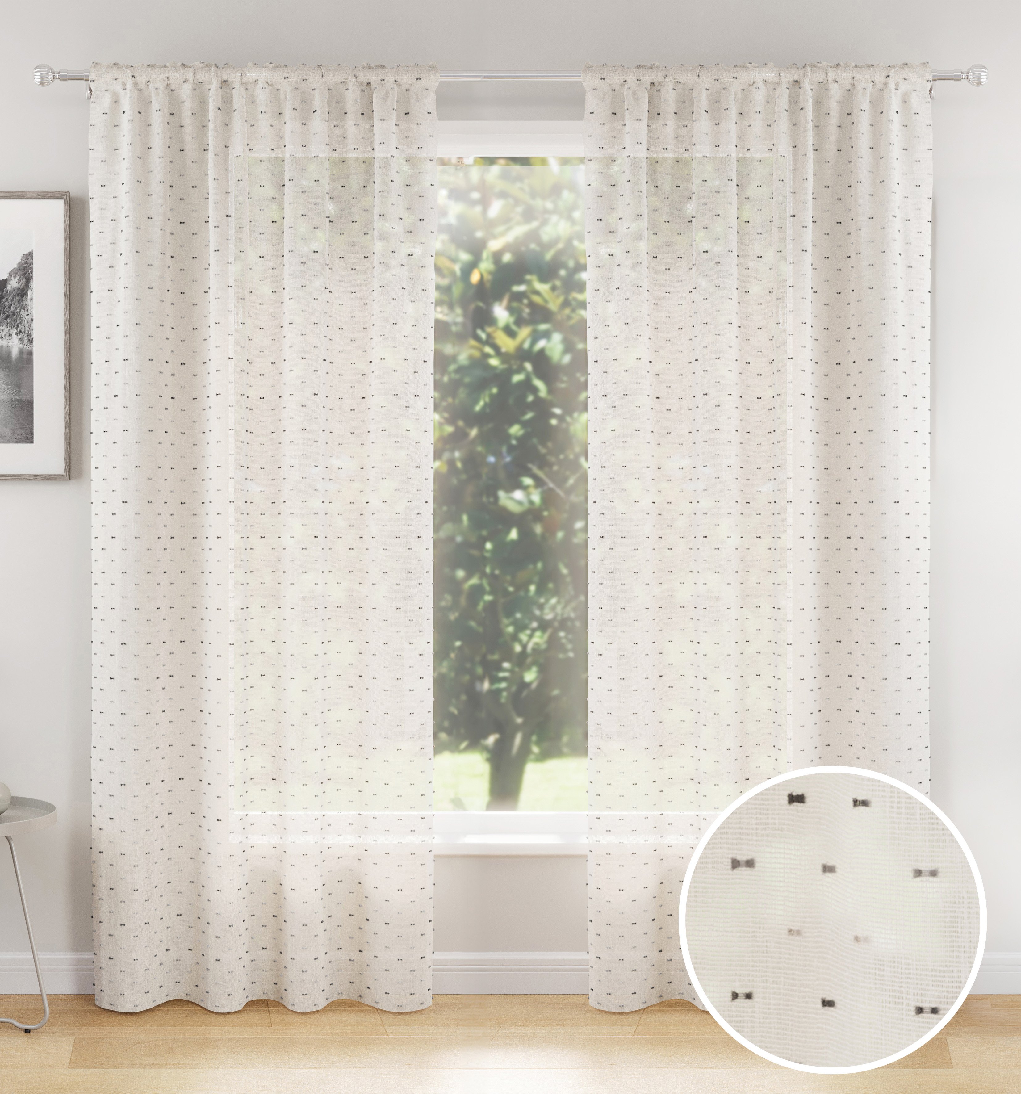 Tyrone Textiles Hanoi Rod Pocket Voile Panels - 140 x 229cm - Grey