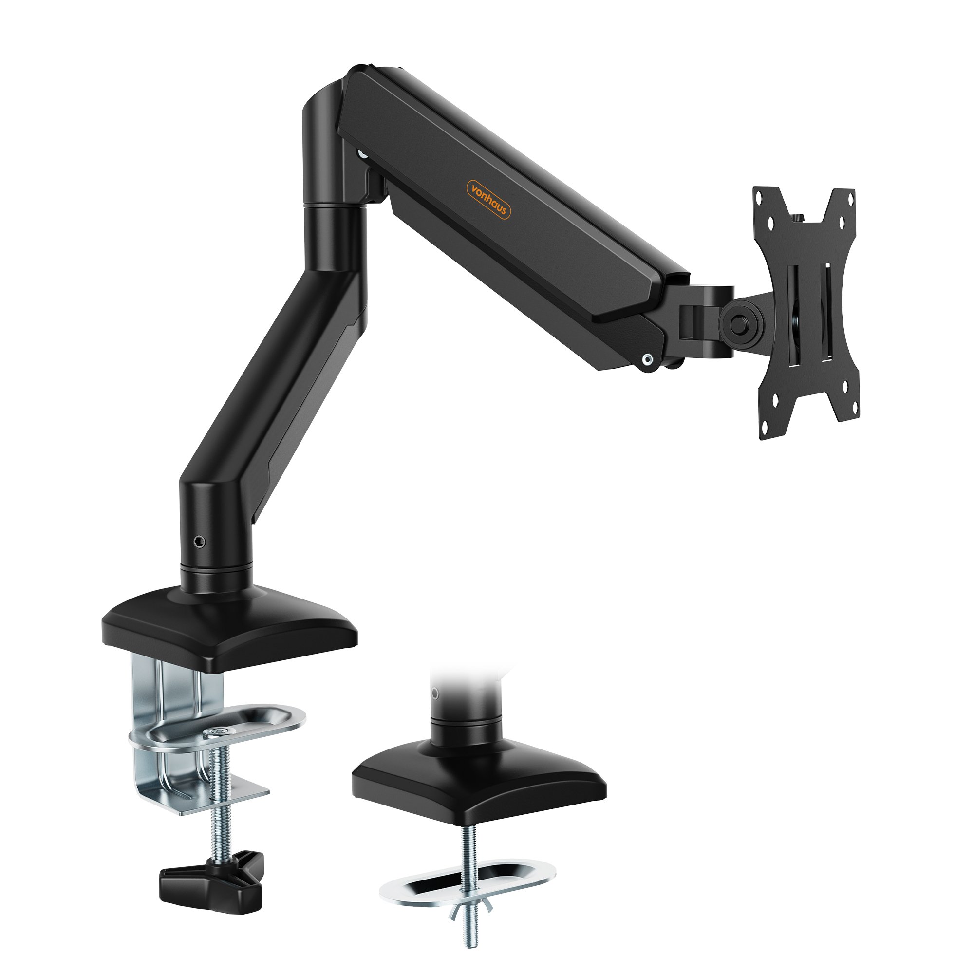 VonHaus 10-32in Metal Single Monitor Arm with Gas Spring – Black
