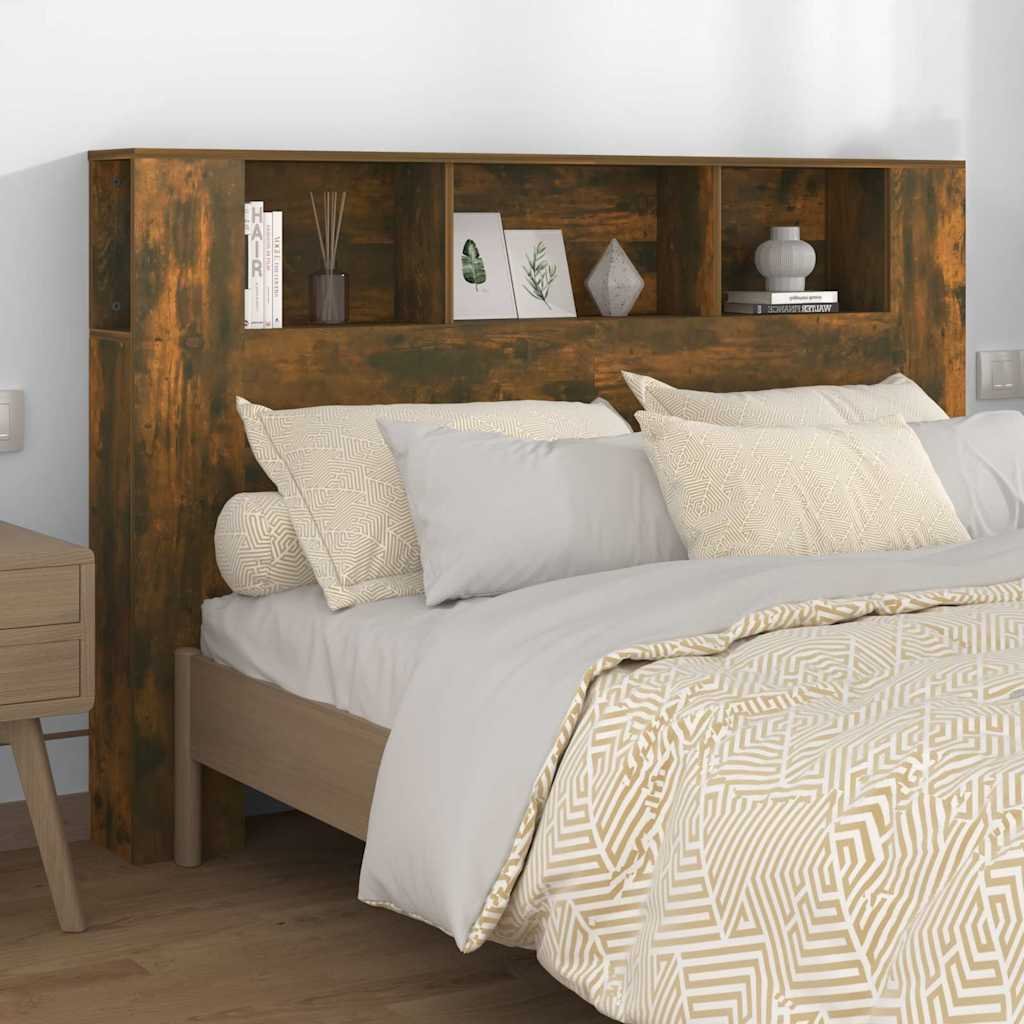 Walplus Engineered Wood Headboard Cabinet - Dark Oak - 160 x 18.5 x 104.5 cm