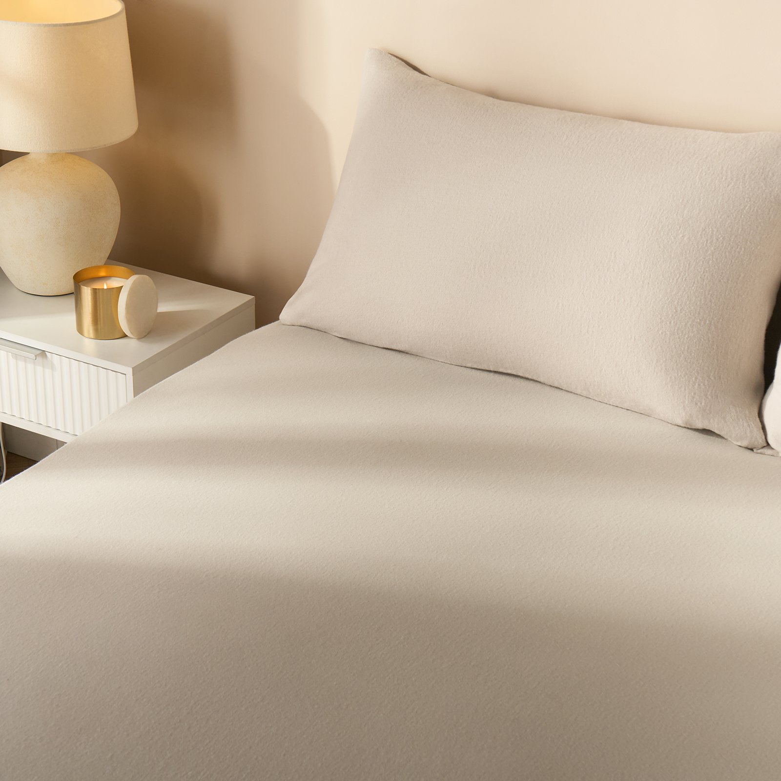 OHS Essential Brushed Cotton Fitted Bed Sheet Stone - Double