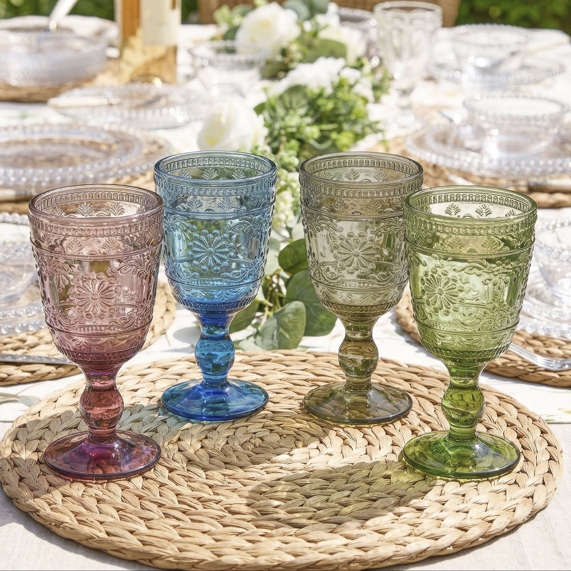 Dibor Set of 4 Fontaine Glass Wine Glasses - Multicolour