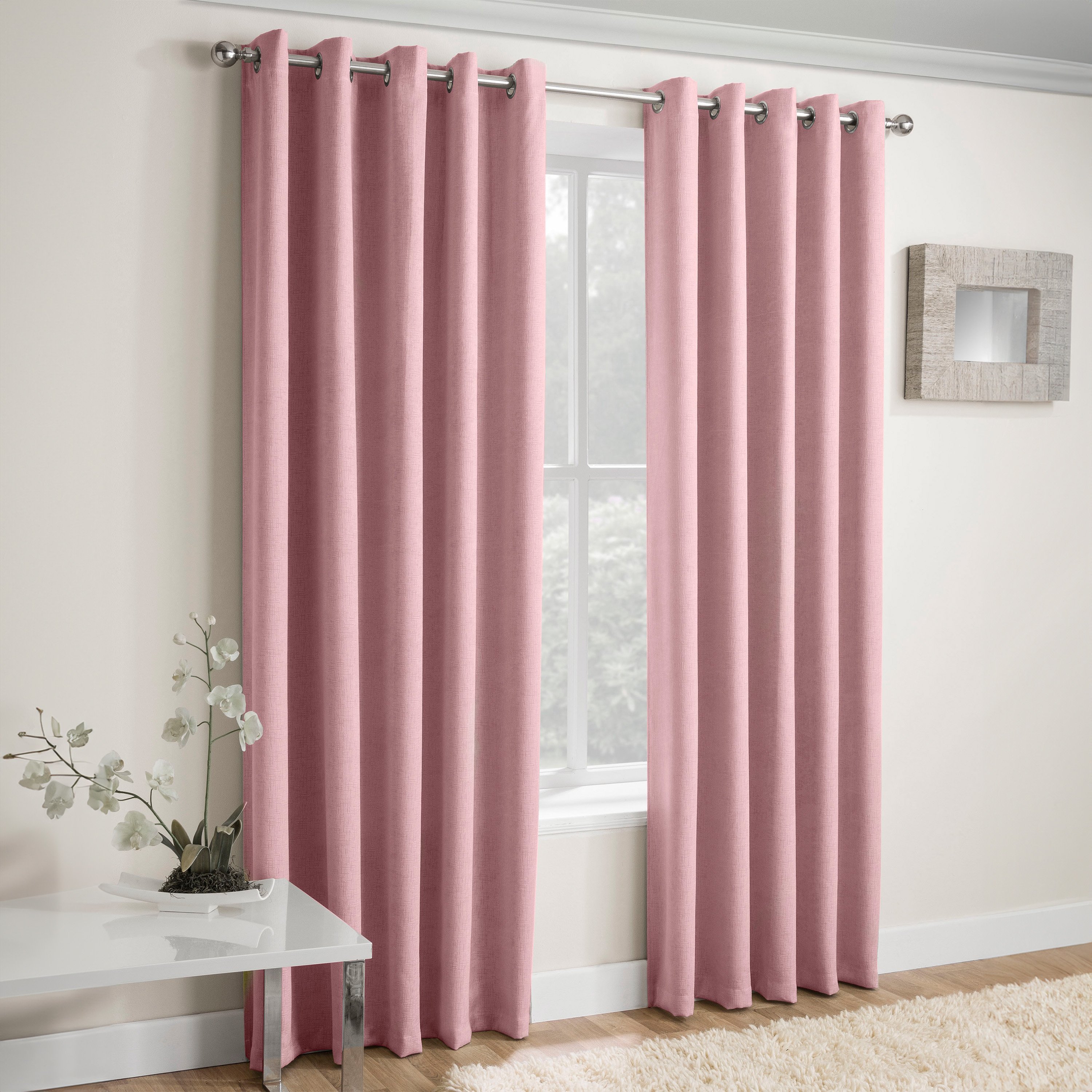 Enhanced Living Vogue Eyelet Thermal Curtains - 117 x 229cm - Blush Pink