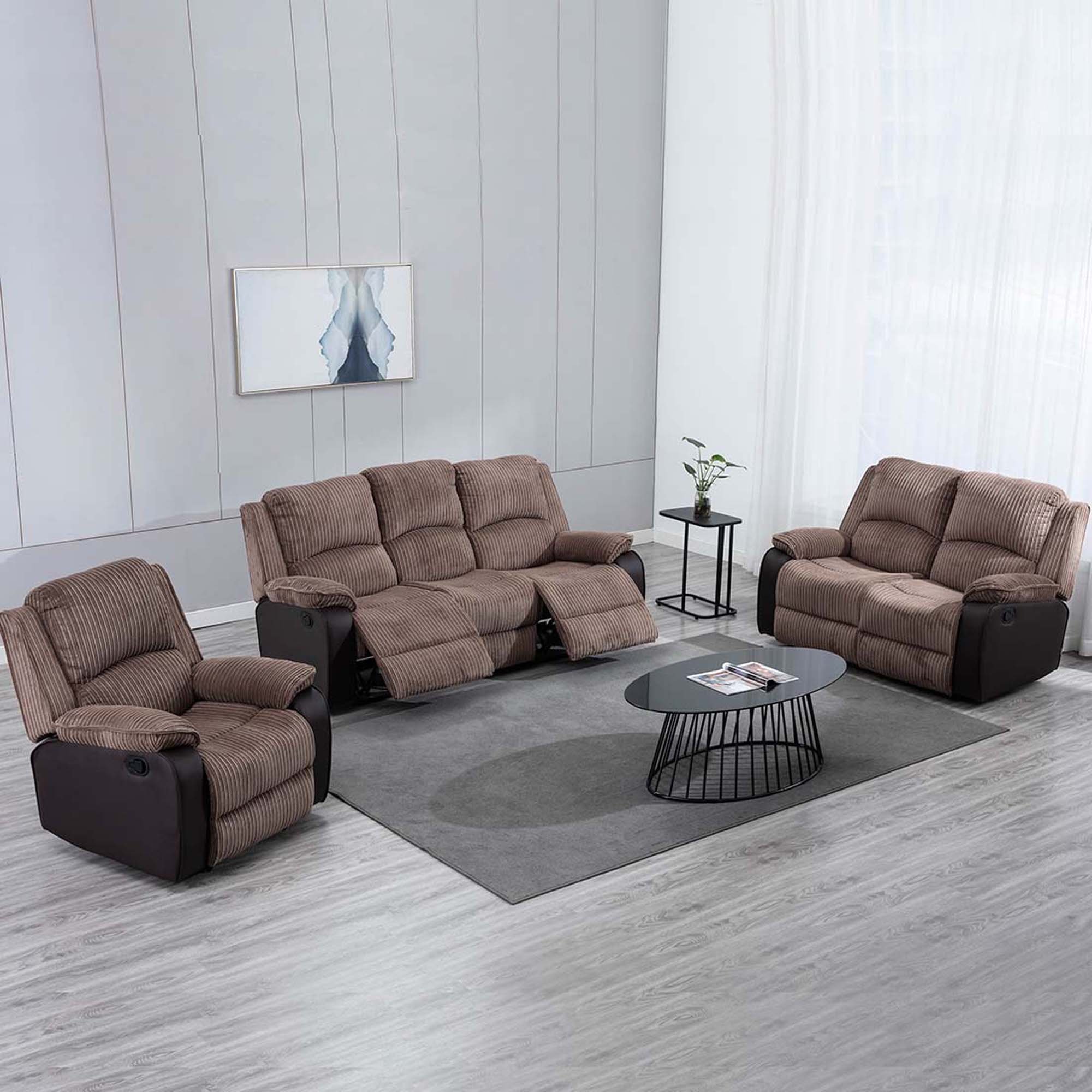Furniture Online Postana Manual Recliner 1+2+3 Seater Sofa Set - Brown