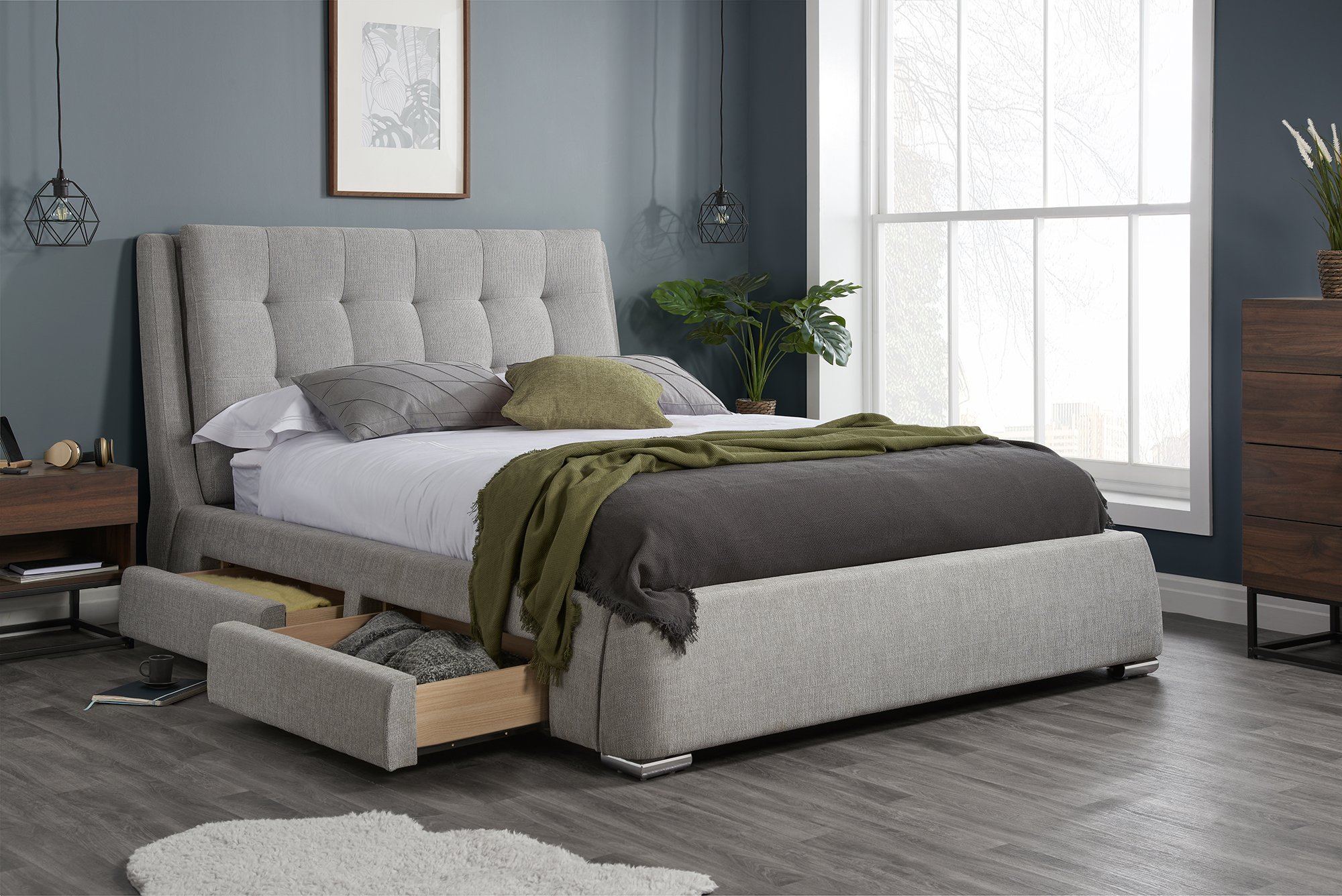Birlea Mayfair Fabric Storage Super King Bed Frame - Grey