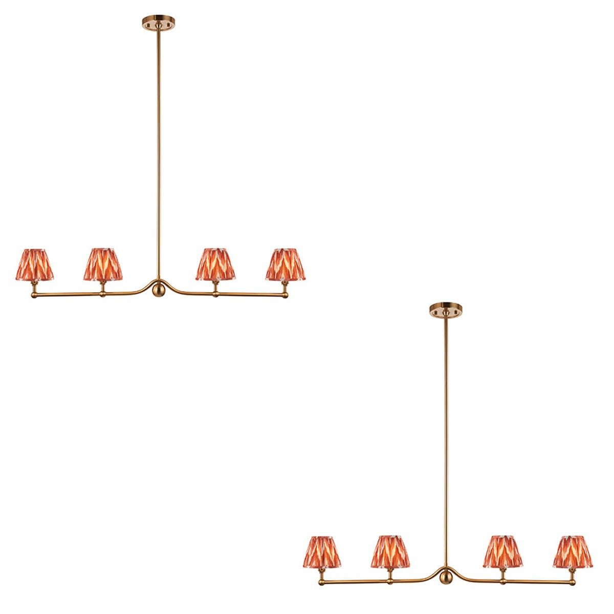 Loops Direct Set of 2 STEEL and FABRIC Pendant Light - Apricot Orange