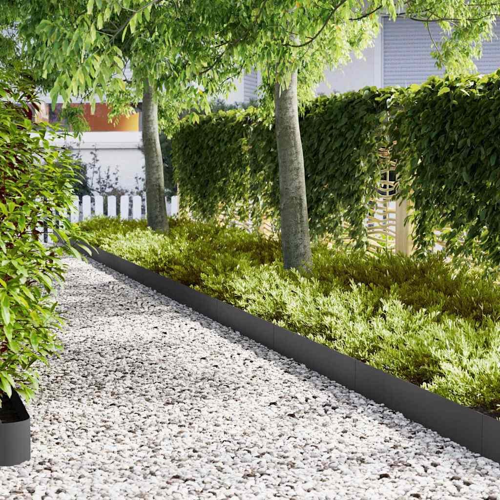 Walplus Pack of 10 Cold Rolled Steel Lawn Edging - Black - 100 x 0.05 x 20 cm