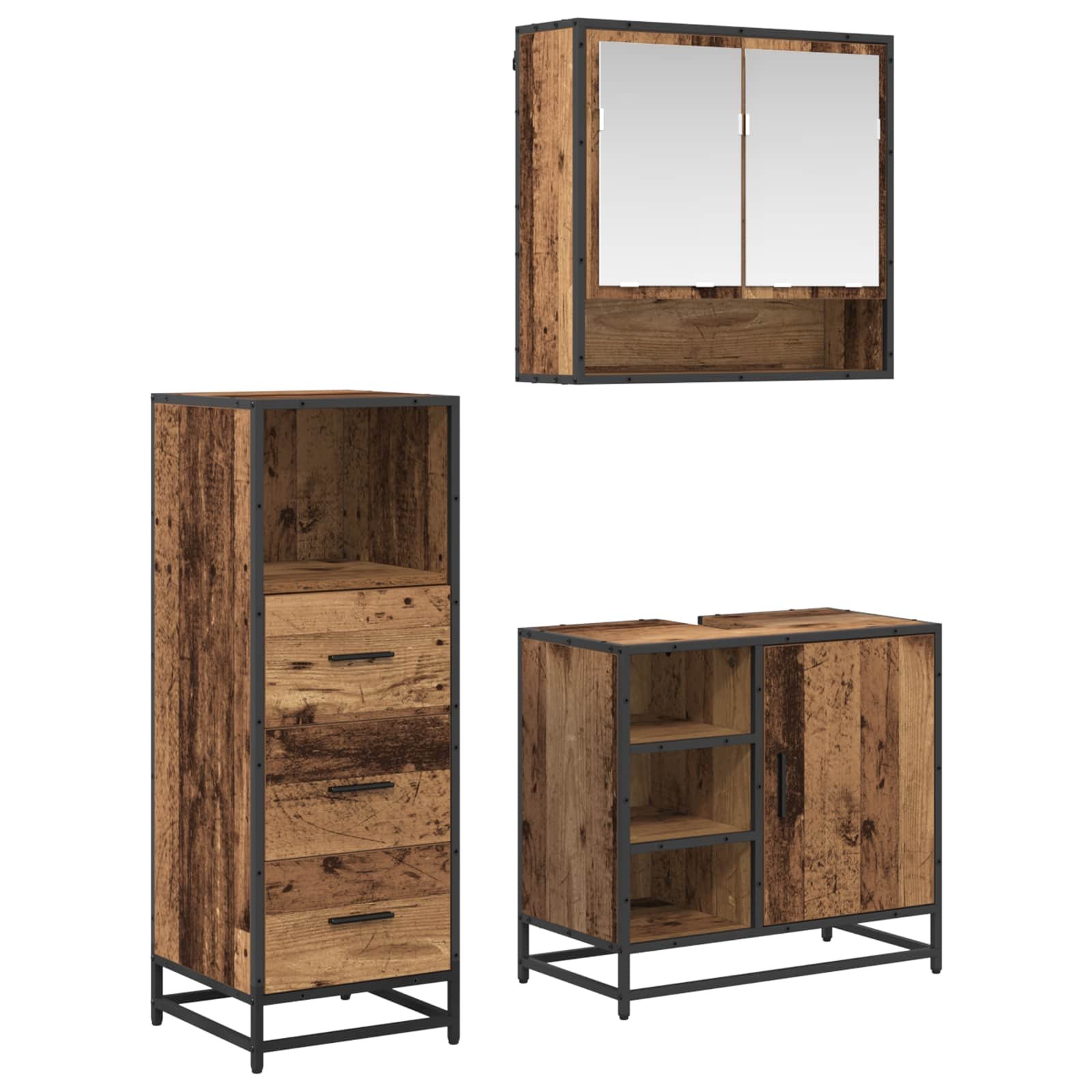 Walplus 3 Piece Bathroom Set - Artisan Oak - 65 x 33 x 60 cm