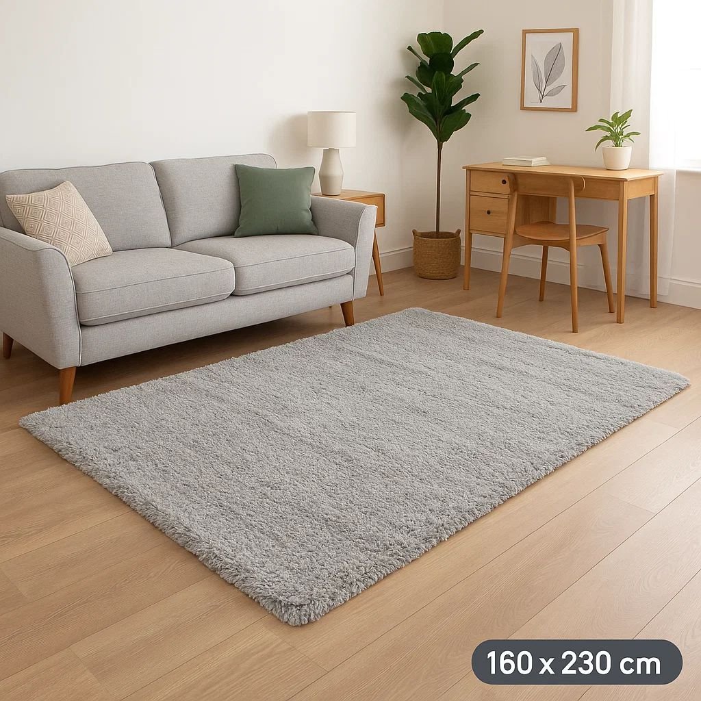 Kukoon Light Grey Shaggy Area Rug - 200 x 290cm