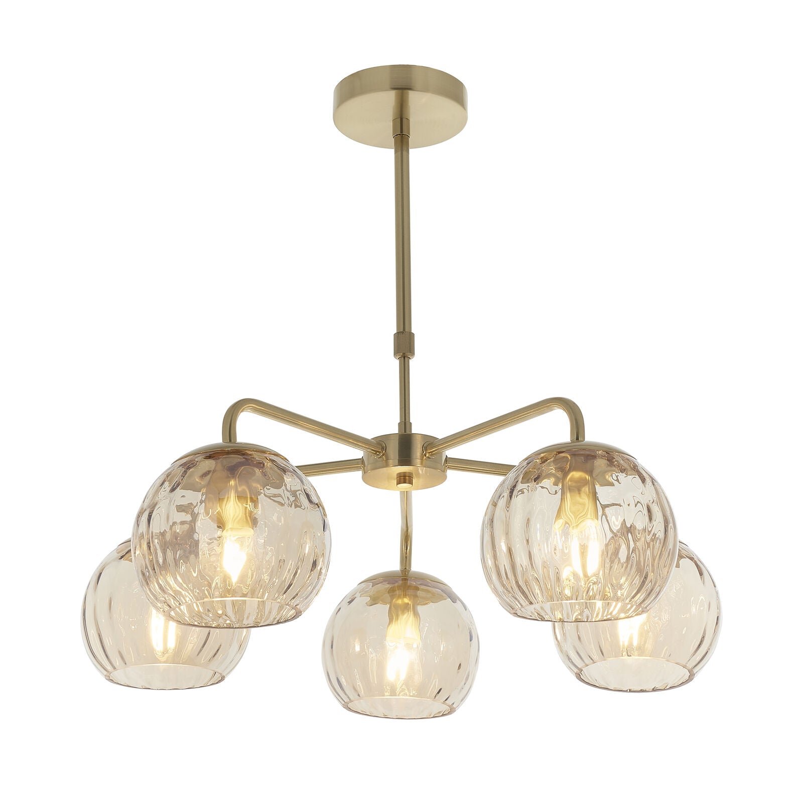 Loops Direct 55cm Diameter Steel and Glass Ceiling Pendant Light - Satin Brass
