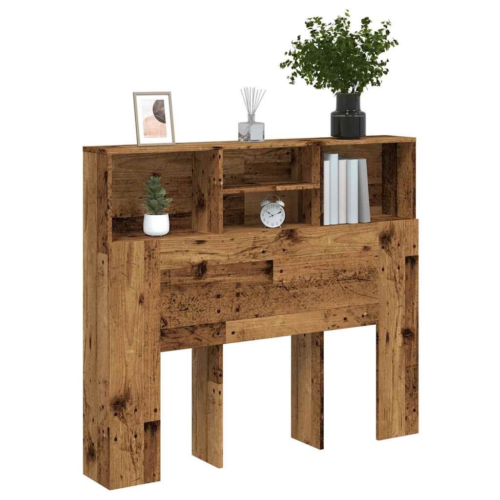 Walplus Engineered Wood Headboard Cabinet - Dark Wood - 120 x 19 x 103.5 cm
