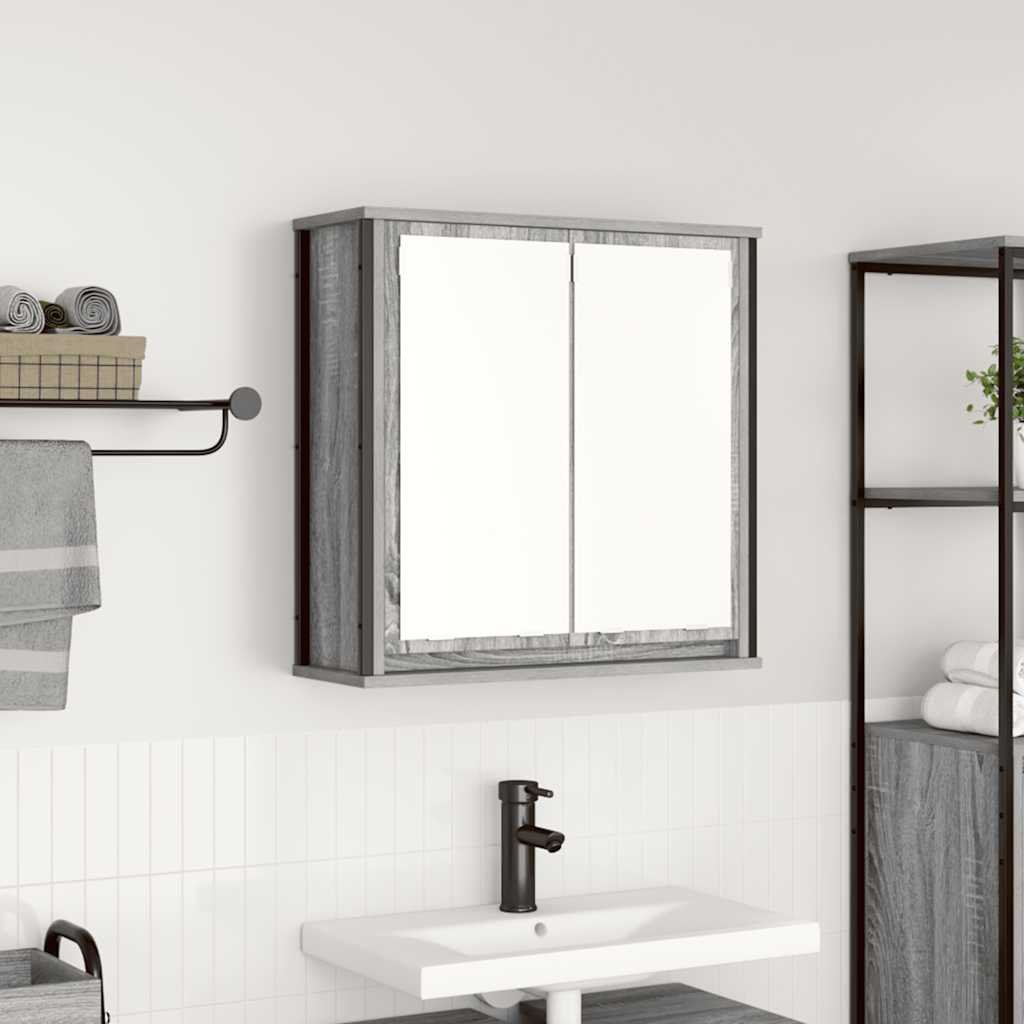 Walplus Bathroom Wall Cabinet with Mirror - Grey Sonoma - 60 x 21 x 60 cm