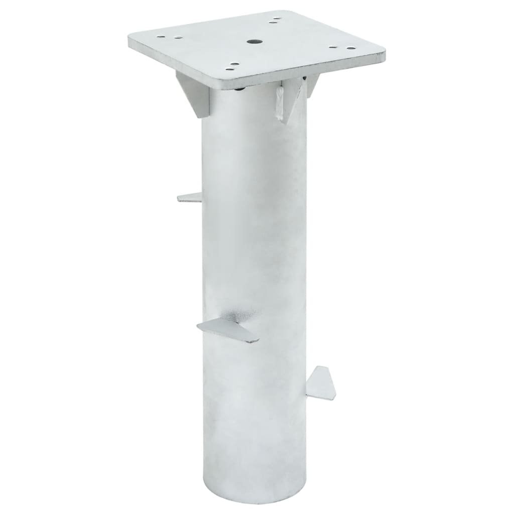 Walplus Steel In-Ground Parasol Base - Silver - 16x16x39.5 cm