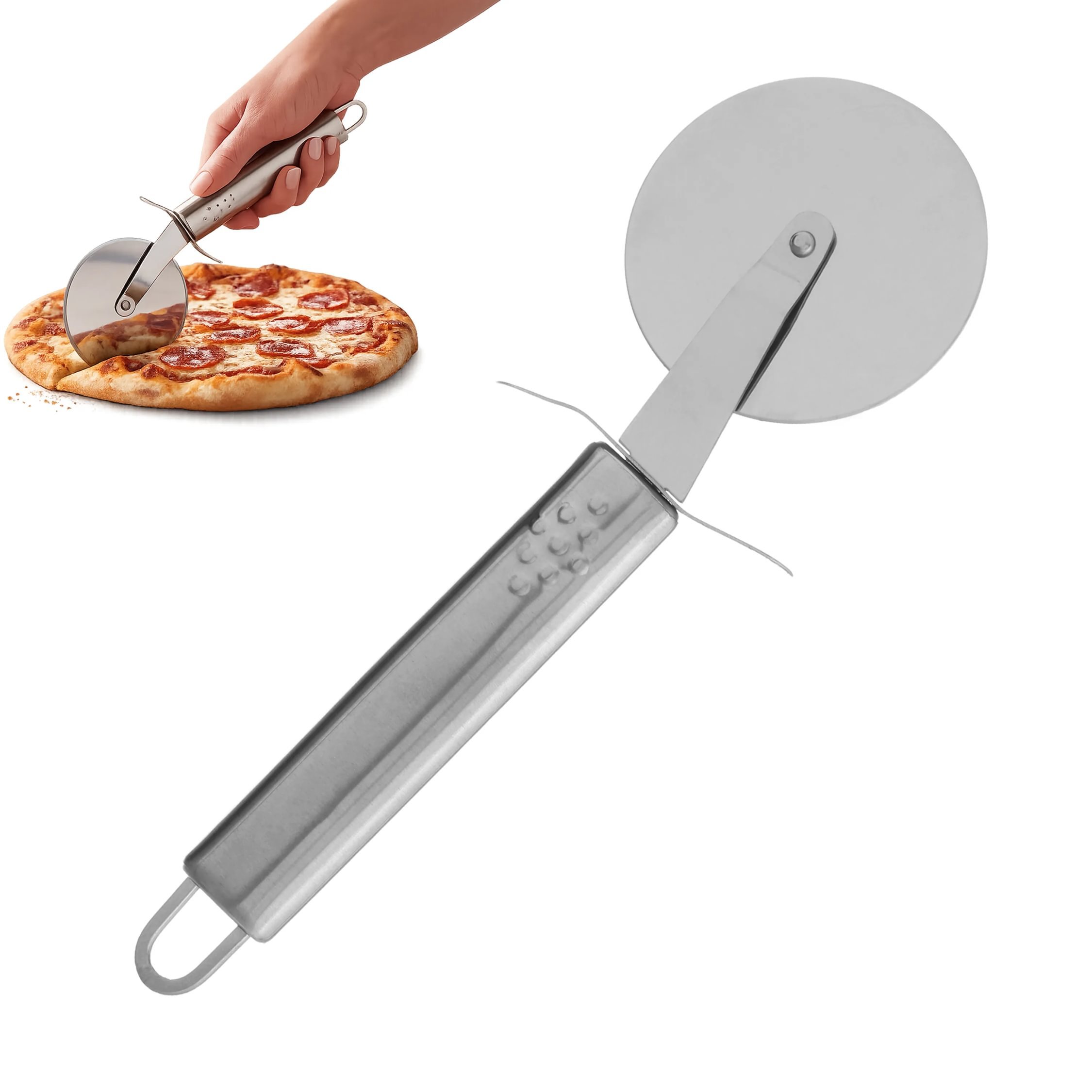 Orsina Taglia Pizza Cutter with Satin Handle – Silver