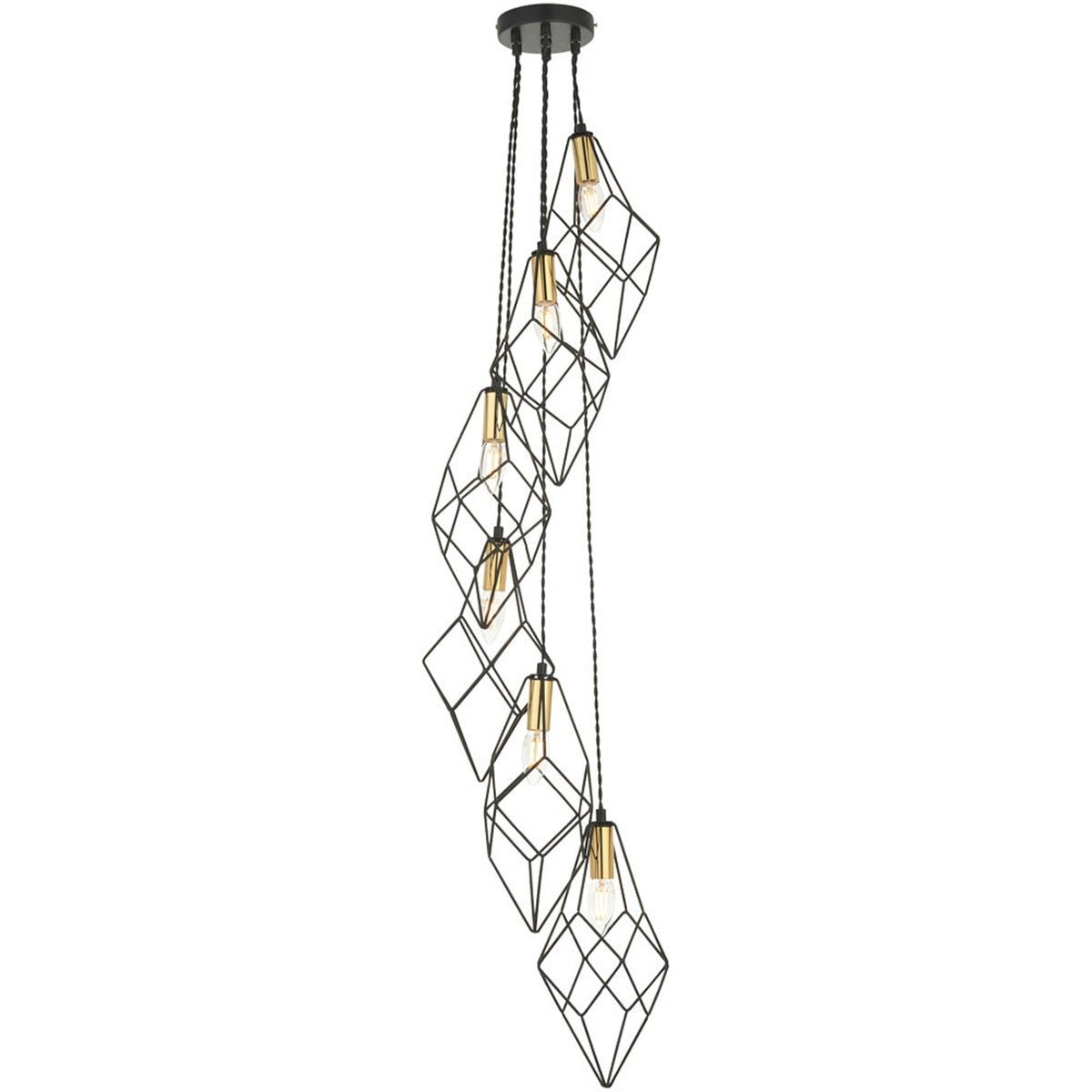 Loops Direct Steel 6-Light Cascade Pendant Light - Matt Black and Gold