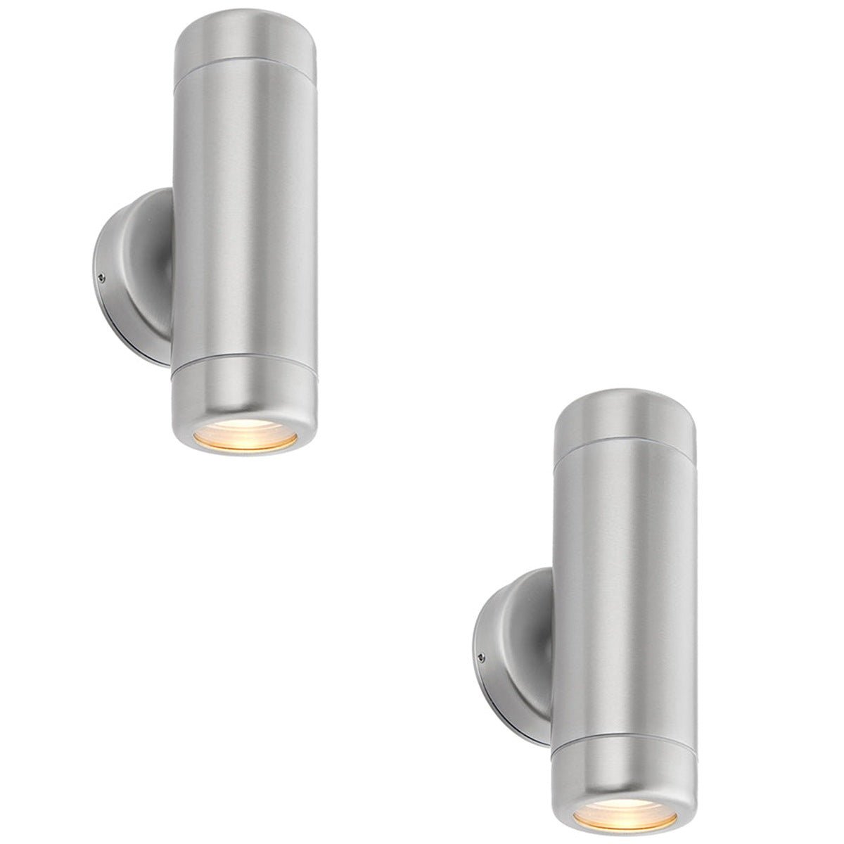 Loops Direct Pack of 2 Stainless Steel Twin Wall Light - Brushed Stainless