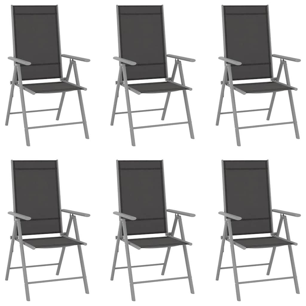 Walplus 6 Piece Textilene Folding Chairs - Black - 54 x 73 x 107 cm