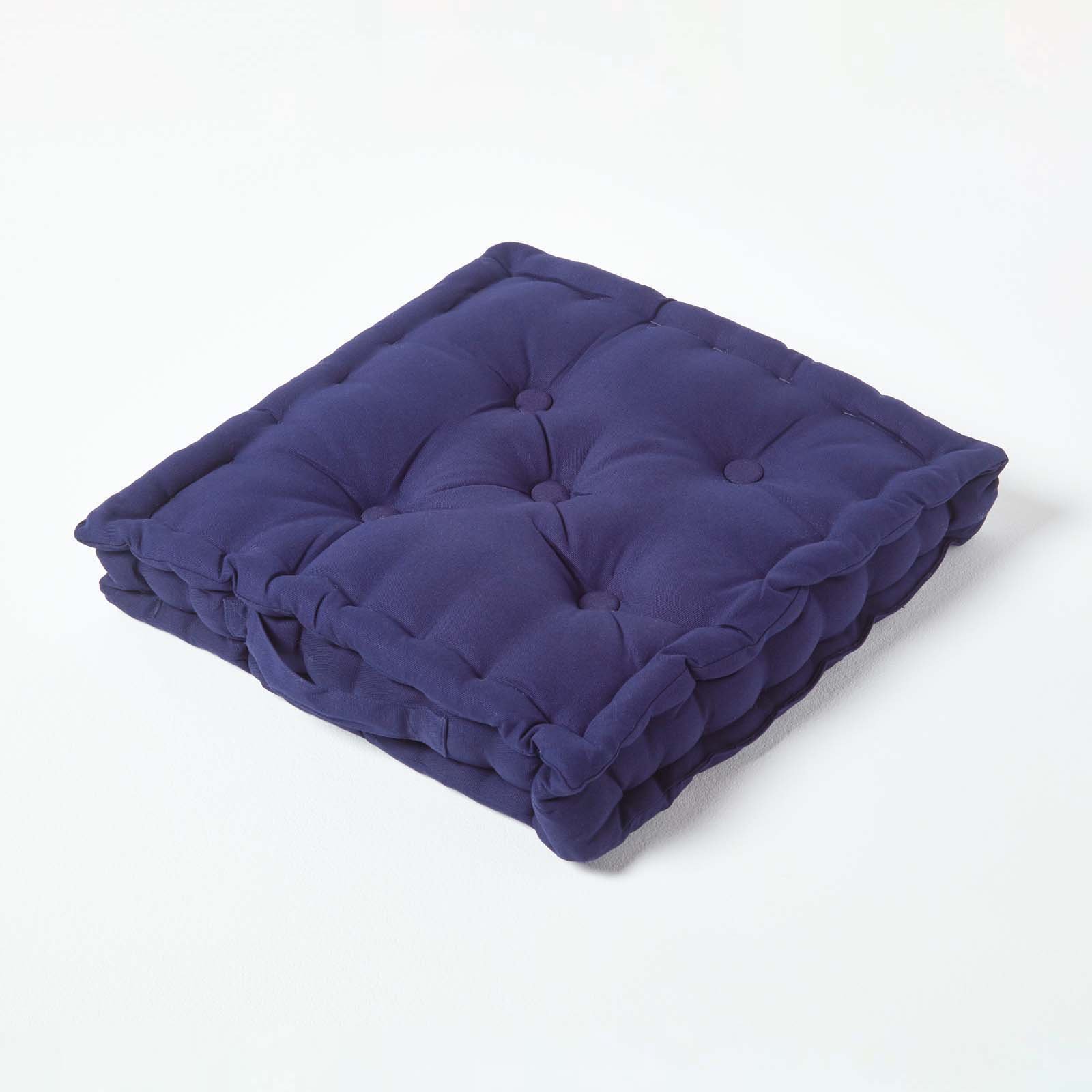 Homescapes Cotton Floor Cushion - 50 x 50 cm - Navy Blue