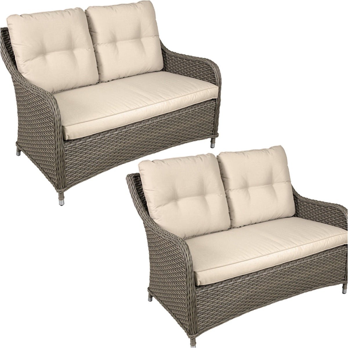Loops Direct Set of 2 PE Rattan 2-Seater Sofa Set - Cream