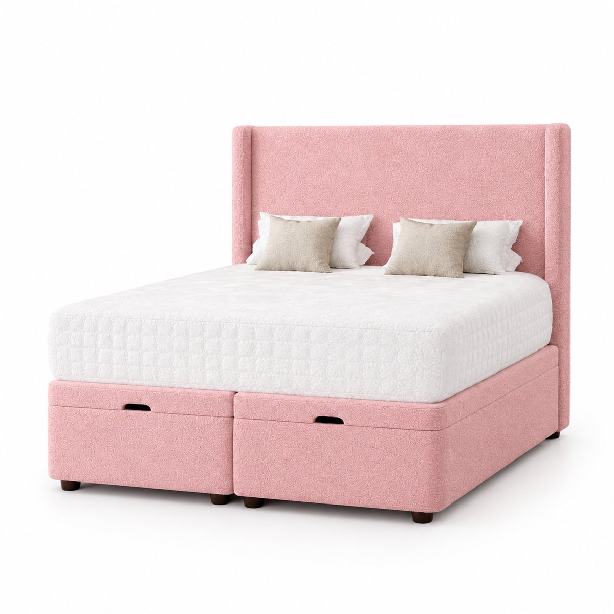 Comfy Deluxe Baki 6ft Super King  Boucle End Lift Ottoman Bed Set - Pink