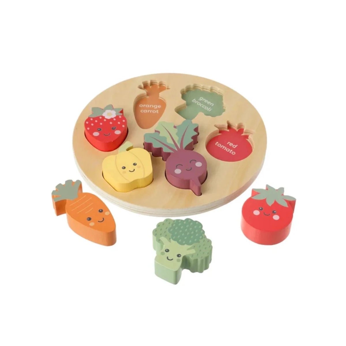 Orange Tree Toys Pack of 6 Happy Veggies Wooden Puzzle