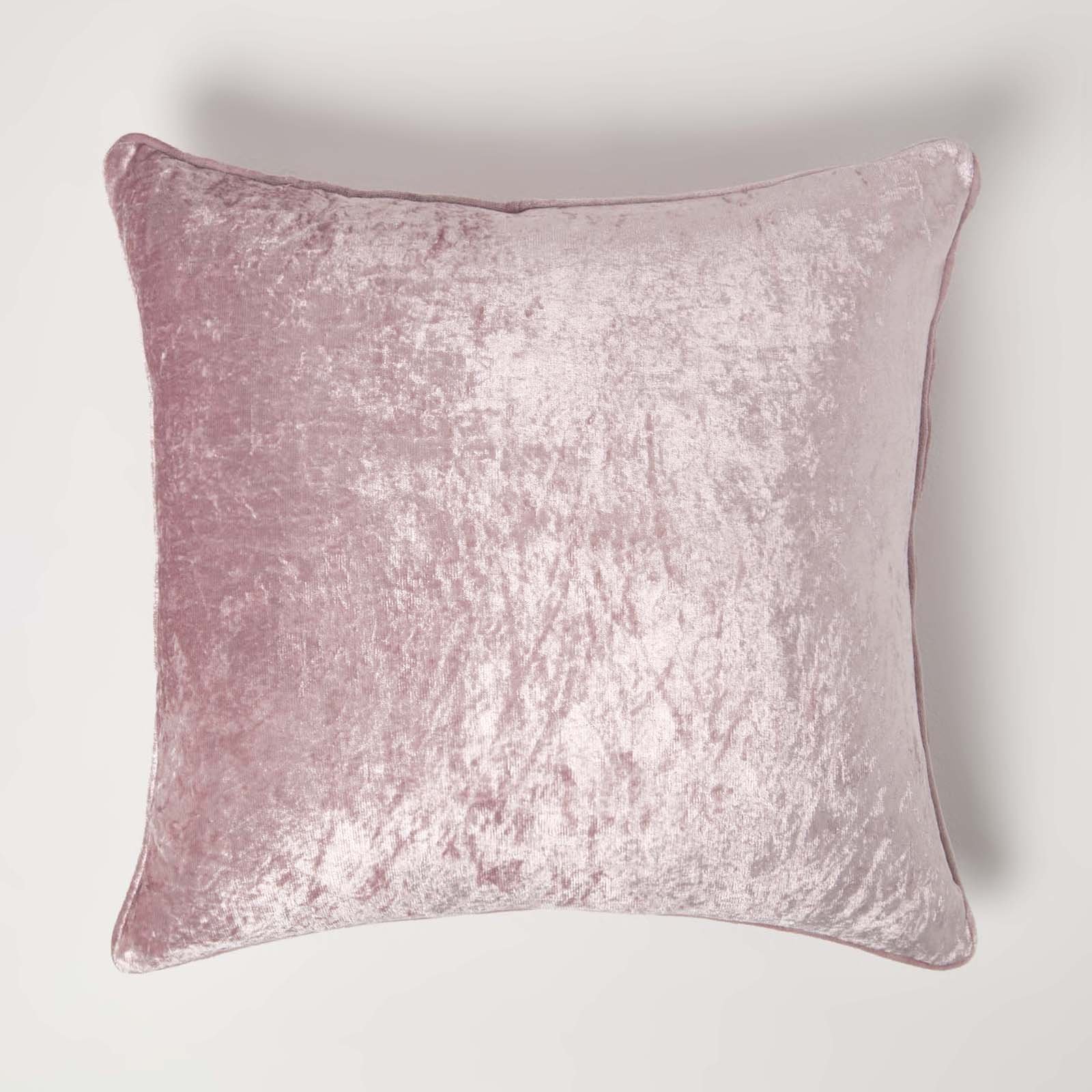 Homescapes Pink Crushed Velvet Cushion Cover - 60 x 60 cm