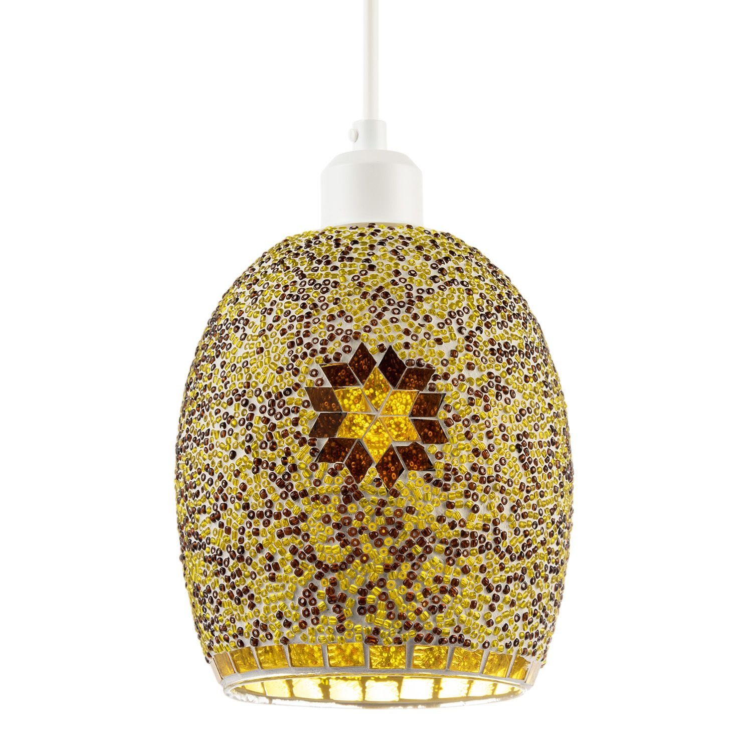 Happy Homewares Gold Dome Shaped with Glass Mosaic Beaded Pendant Shade - 18cm