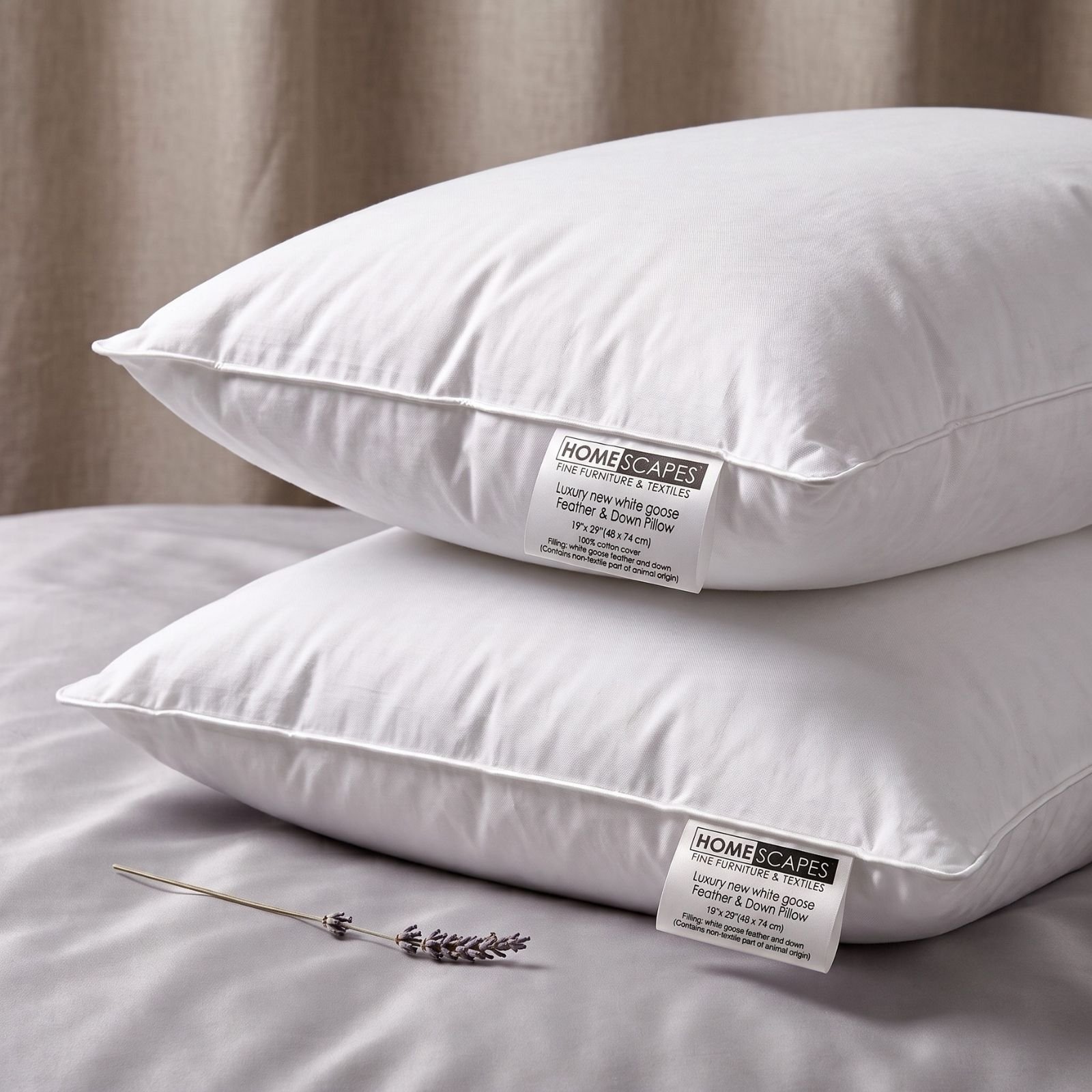Homescapes Goose Feather and Down Pillow Pair