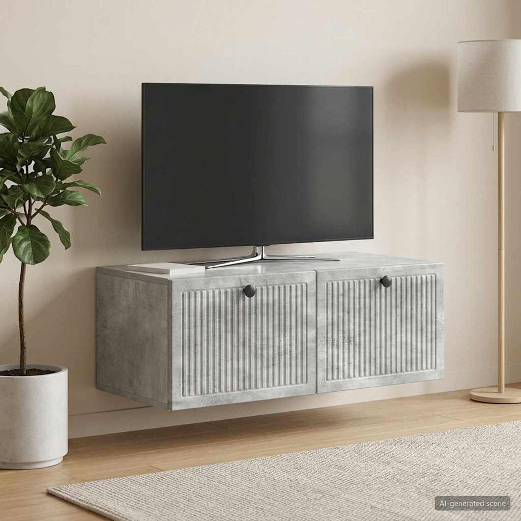 Walplus Wall Mounted TV Cabinet - Concrete Grey - 78.5 x 41 x 30 cm