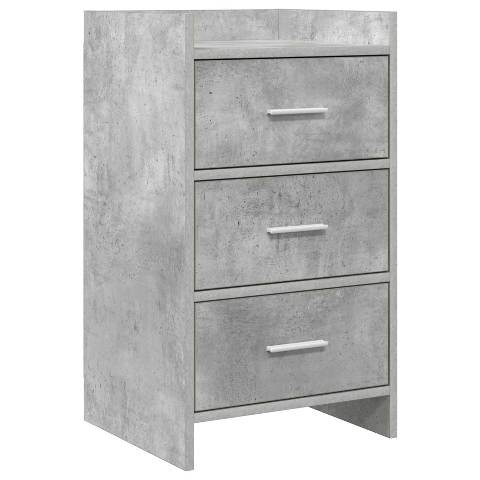 Walplus 3 Drawer Engineered Wood Bedside Table - Concrete Grey - 40 x 36 x 70 cm
