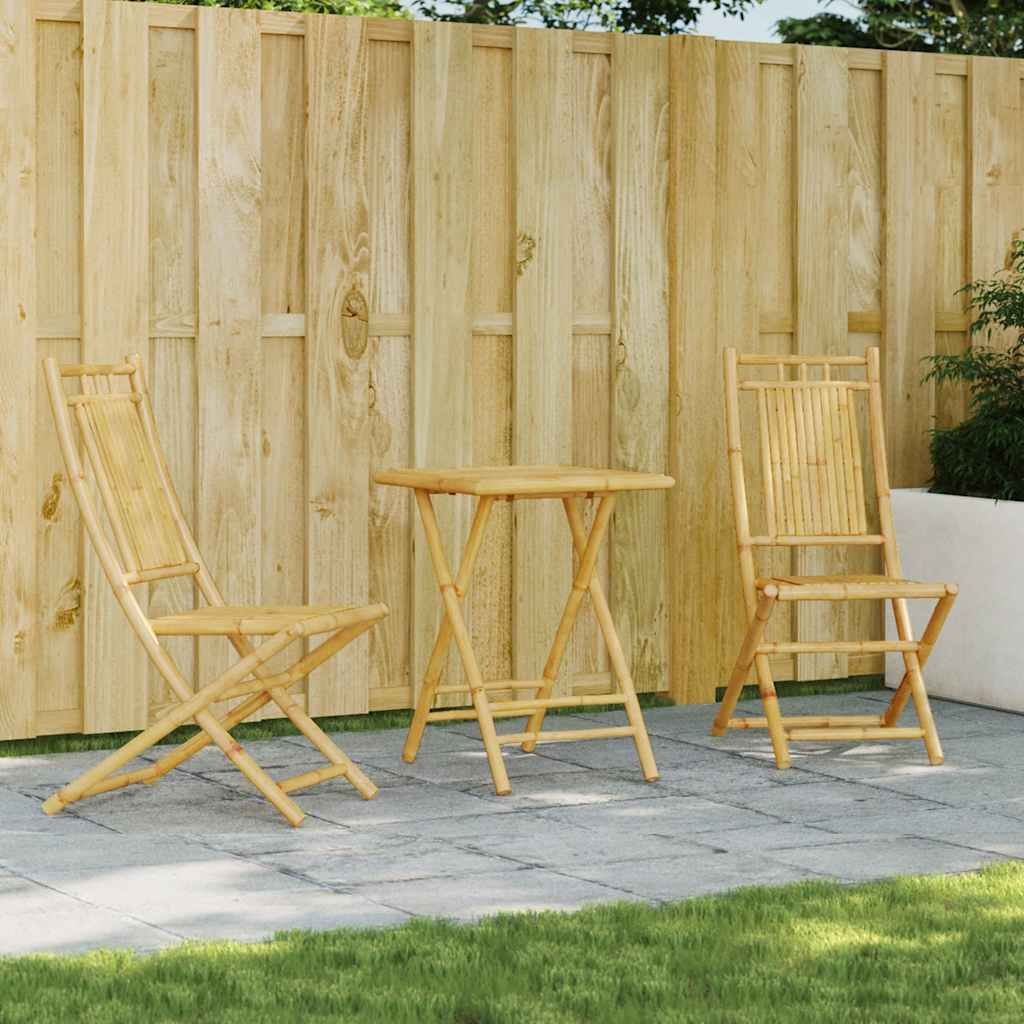 Walplus 3 Piece Bamboo Folding Bistro Set - Brown - 55 x 55 x 75 cm