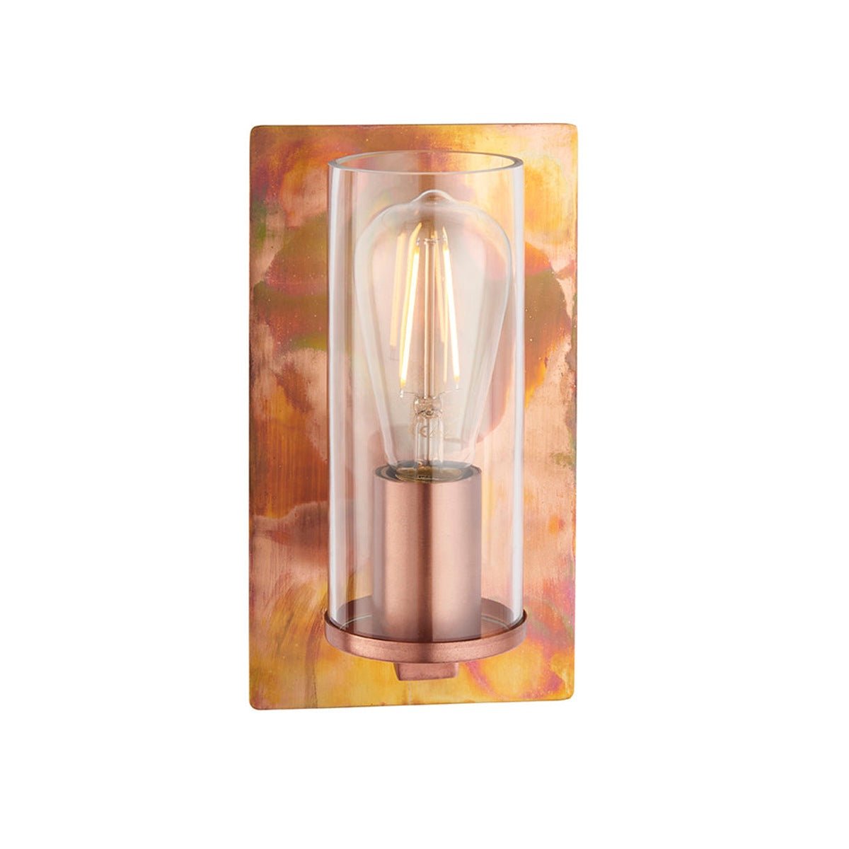 Loops Direct Steel and Glass Wall Light - Copper Patina