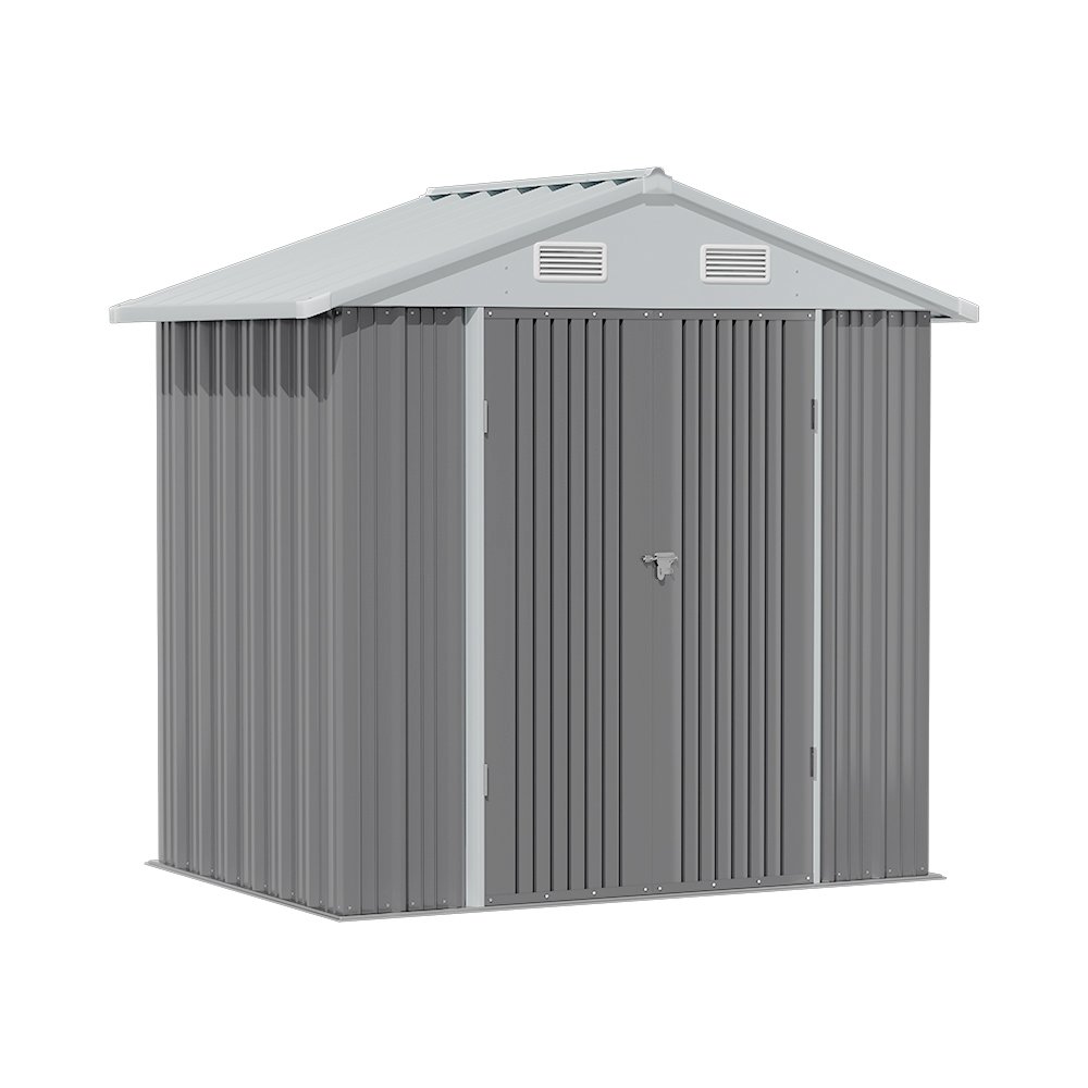 Living and Home 6x8FT Apex Garden Storage Tool Shed - Grey
