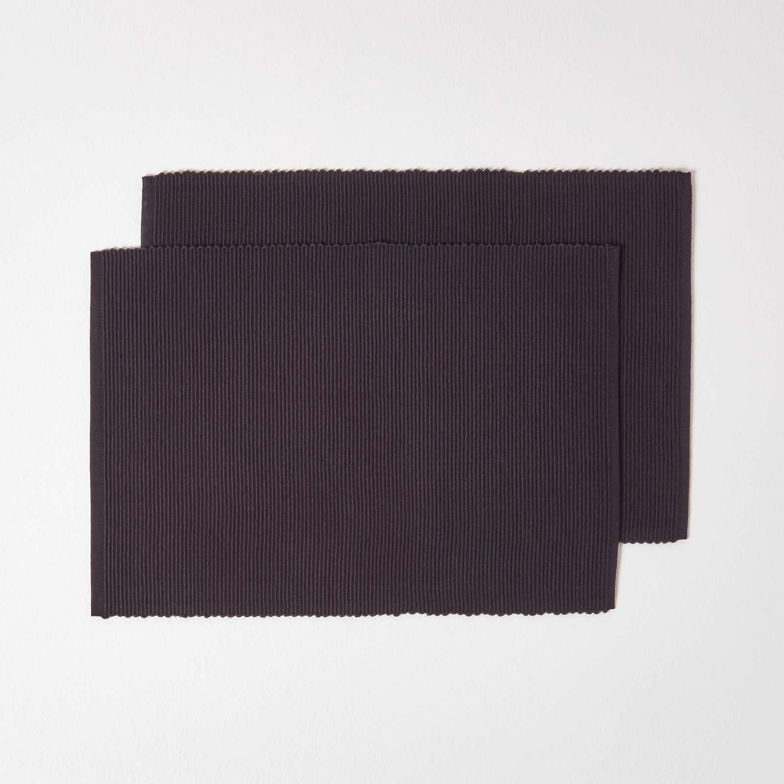 Homescapes Pack of 2 Cotton Placemats - Black