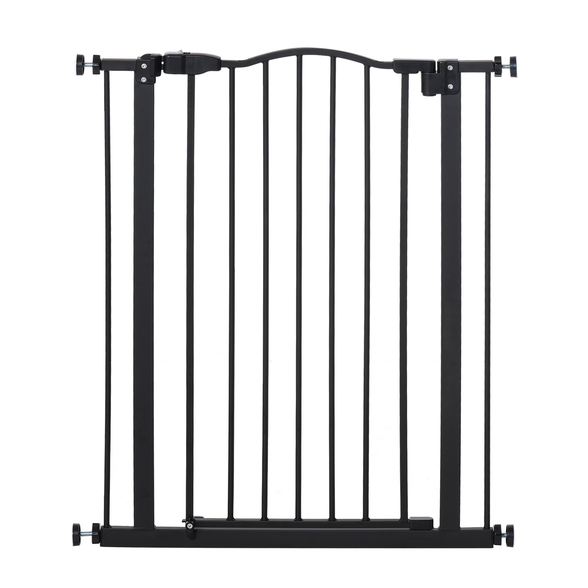PawHut Pressure Fit Auto Close Dog Stair Gate - 74-80cm x 94cm - Black